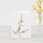 水彩ヌサッチ鳥のメモ カード (黄色い花)