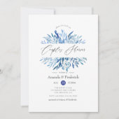 水彩ネイビーインディゴリーフ カップルシャワー 招待状 (正面)