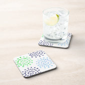 水彩ネイビーグリーンライトブルー花 コースター (右側)