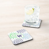水彩ネイビーグリーン青花モノグラム コースター (右側)