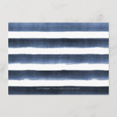 水彩ネイビーストライプの海事ウェディングレセプション エンクロージャーカード (裏面)