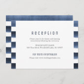 水彩ネイビーストライプの海事ウェディングレセプション エンクロージャーカード (正面/裏面)