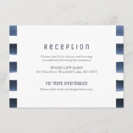 水彩ネイビーストライプの海事ウェディングレセプション エンクロージャーカード