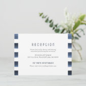 水彩ネイビーストライプの海軍風ウェディングレセプション エンクロージャーカード (スタンド正面)