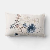 水彩ネイビーブルーとゴールデンバラモノグラム ランバークッション (裏面)