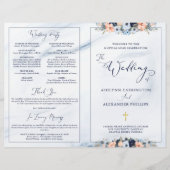 水彩ネイビーブルーフローラ結婚のマスプログラム (正面)