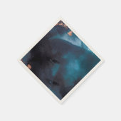 水彩ネイビーブルームーディーズバラ結婚金ゴールド スタンダードカクテルナプキン (角)