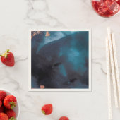 水彩ネイビーブルームーディーズバラ結婚金ゴールド スタンダードカクテルナプキン (インサイチュ)