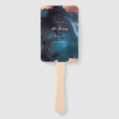 水彩ネイビーブルームーディーズバラ結婚金ゴールド ハンドファン (正面)