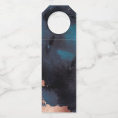 水彩ネイビーブルームーディーズバラ結婚金ゴールド ボトルネックタグ (裏面)