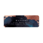 水彩ネイビーブルームーディーズバラ結婚金ゴールド ラベル (正面)