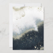 水彩ネイビーブルー＆ゴールドの結婚式招待状 招待状 (裏面)