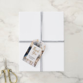 水彩ネイビーブルー ゴールド フローラル ギフトタグ (より糸付き)