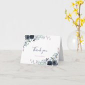 水彩ネイビーボホフローラサンキューカード カード (黄色い花)