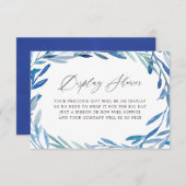 水彩ネイビーリーフブライダルシャワーディスプレイシャワー エンクロージャーカード (正面/裏面)