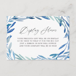 水彩ネイビーリーフブライダルシャワーディスプレイシャワー エンクロージャーカード