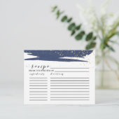 水彩ネイビー&金ゴールドブライダルシャワーレシピカード ポストカード (スタンド正面)