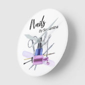 水彩ネイルサロンマニキュア爪、 ネイルポーランド ラウンド壁時計 (傾斜)