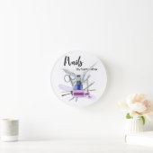 水彩ネイルサロンマニキュア爪、 ネイルポーランド ラウンド壁時計 (ホーム)