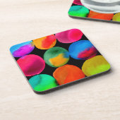 水彩ネオンパターン抽象芸術アート明るい色 コースター (左側)