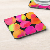 水彩ネオンパターン抽象芸術アート明るい色 コースター (左側)