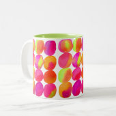 水彩ネオン円パターン抽象芸術アートカラー ツートーンマグカップ (正面左)