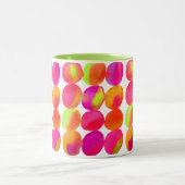 水彩ネオン円パターン抽象芸術アートカラー ツートーンマグカップ (中央)