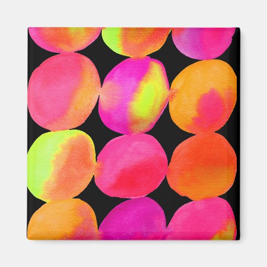 水彩ネオン円パターン抽象芸術アートカラー マグネット (正面)