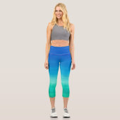 水彩ネオン海ブルーグリーンサマーテーマ カプリレギンス (正面)