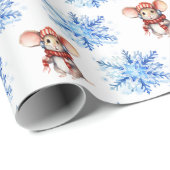 水彩ネズミと雪片 ラッピングペーパー (ロールコーナー)