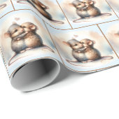 水彩ネズミハグ ラッピングペーパー (ロールコーナー)