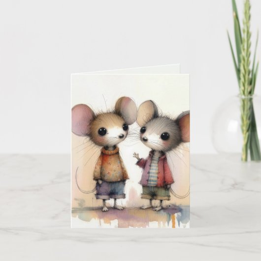 水彩ネズミ着用服 カード (正面)