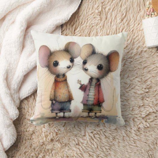 水彩ネズミ クッション (ブランケット)