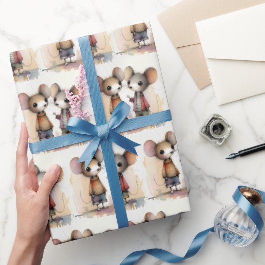 水彩ネズミ ラッピングペーパー (ギフト)