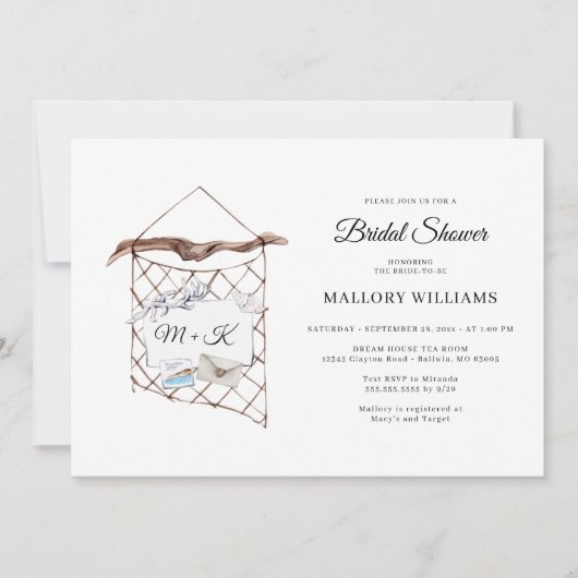 水彩ネット航海のブライダルシャワー 招待状 (正面)