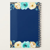 水彩ネービーブルーティール（緑がかった色）金ゴールドフローラ結婚's プランナー手帳 (裏面)
