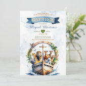 水彩ノアの箱舟サファリウッドクロス洗礼 招待状 (スタンド正面)