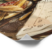 水彩ノスタルジックデザートレシピキッチンアート ポスター (角)