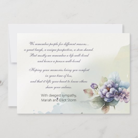 水彩ノセガイ弔問カード 招待状 (正面)