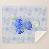 水彩ハイドレンゲアガーデンフラワーパープルフローラ シェルパブランケット (正面(横))