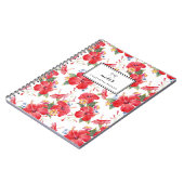 水彩ハイビスカスとランタナパターン ノートブック (左側)