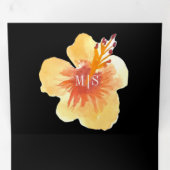 水彩ハイビスカスサマートロピカルイエローオレンジ 三つ折り招待状 (内部最初)