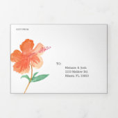 水彩ハイビスカスサマートロピカルオレンジ 三つ折り招待状 (カバー)
