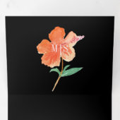 水彩ハイビスカスサマートロピカルオレンジ 三つ折り招待状 (内部最初)