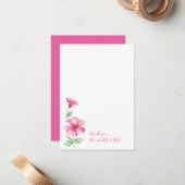 水彩ハイビスカスサンキューステーショナリー ノートカード (正面/裏面インサイチュ)