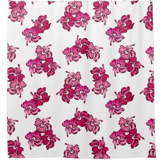 水彩ハイビスカスハワイアントロピカル シャワーカーテン (正面)