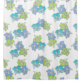 水彩ハイビスカスハワイアントロピカル シャワーカーテン