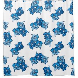 水彩ハイビスカスハワイアントロピカル シャワーカーテン