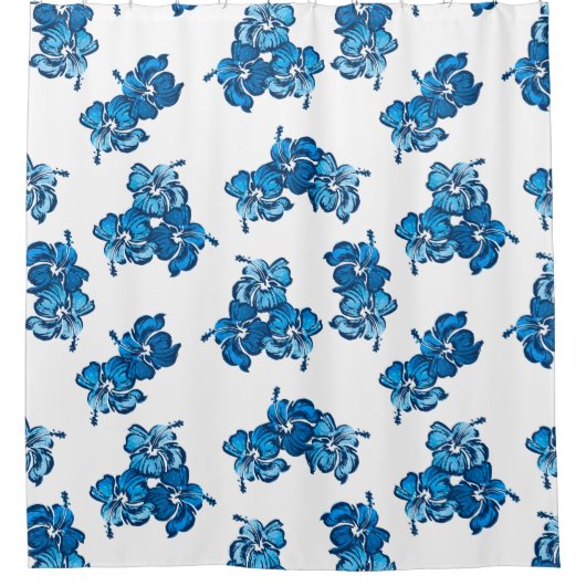 水彩ハイビスカスハワイアントロピカル シャワーカーテン (正面)