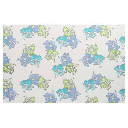 水彩ハイビスカスハワイアントロピカル ファブリック (ファットクウォーター)